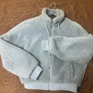 Recycled Blue Teddy Borg Bomber Jacket